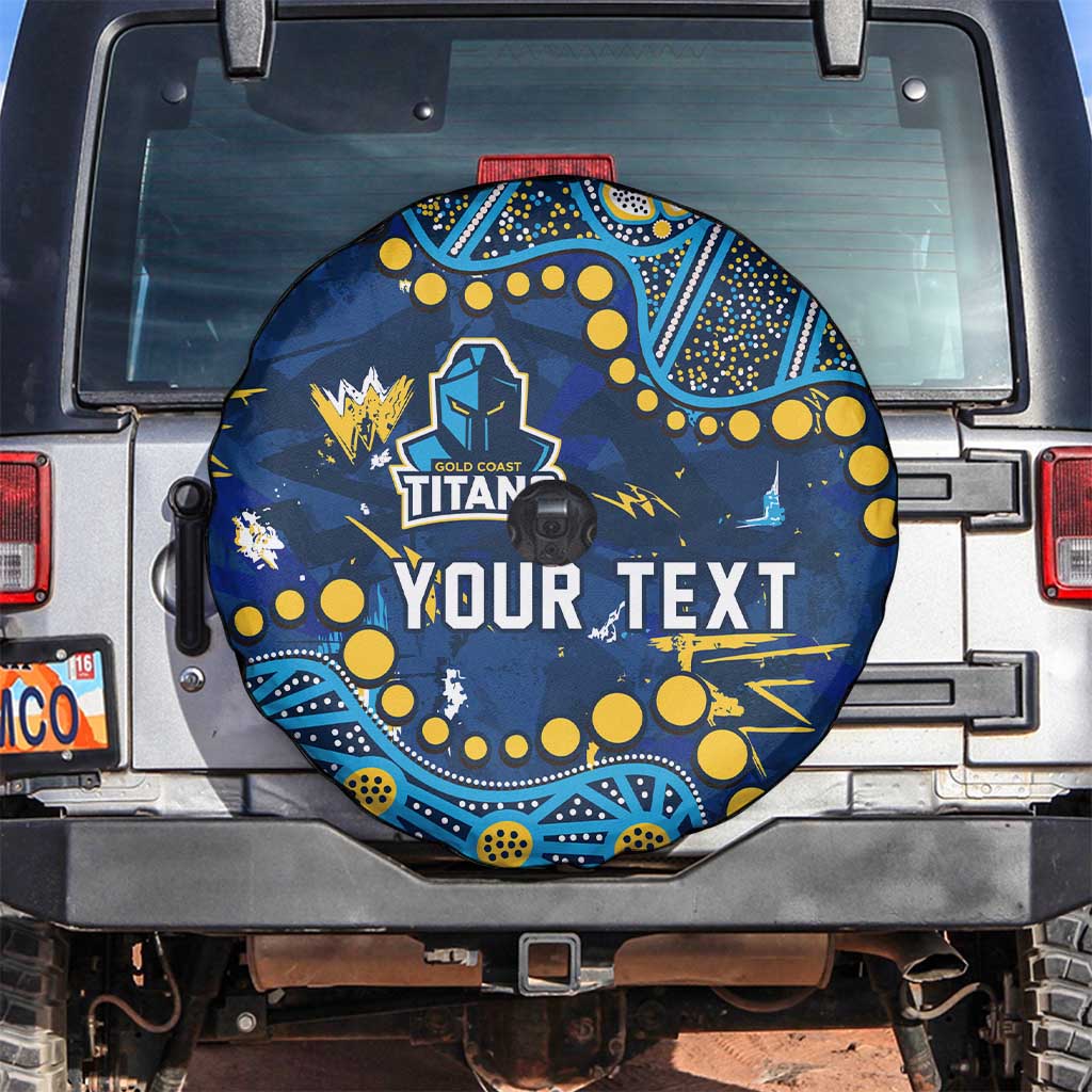 Personalized Gold Coast Titans Spare Tire Cover Aboriginal Pattern with Graffiti Style Design