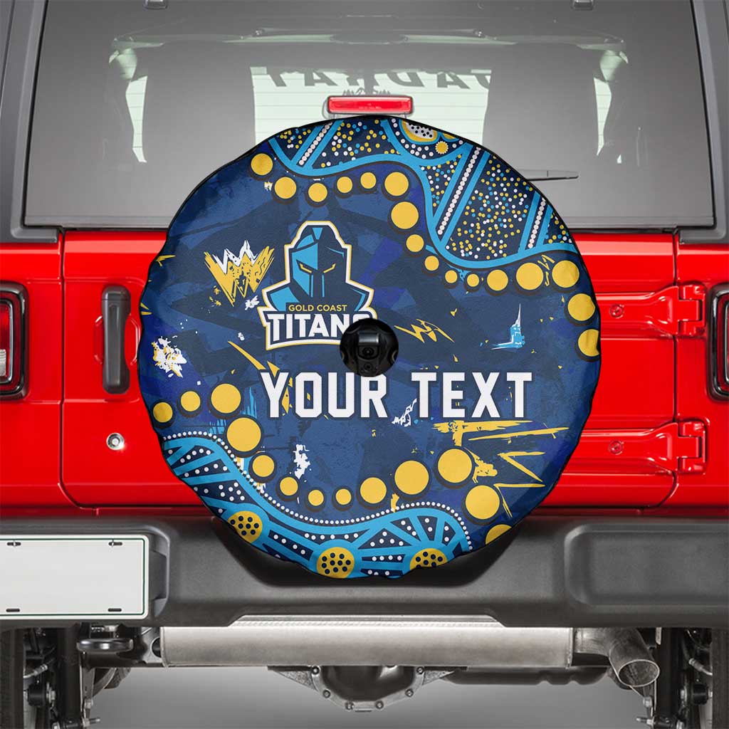Personalized Gold Coast Titans Spare Tire Cover Aboriginal Pattern with Graffiti Style Design