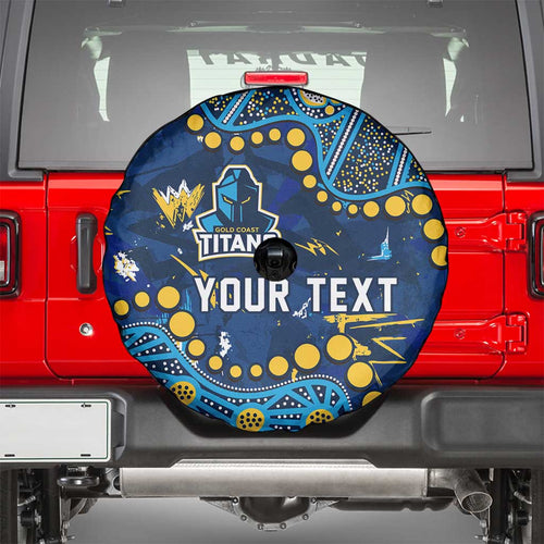 Personalized Gold Coast Titans Spare Tire Cover Aboriginal Pattern with Graffiti Style Design