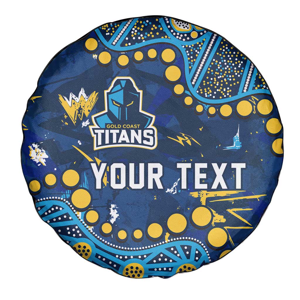 Personalized Gold Coast Titans Spare Tire Cover Aboriginal Pattern with Graffiti Style Design