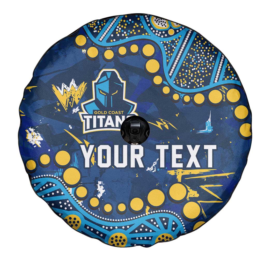 Personalized Gold Coast Titans Spare Tire Cover Aboriginal Pattern with Graffiti Style Design