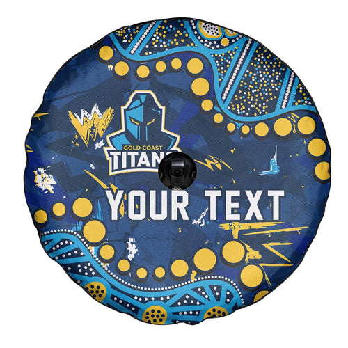 Personalized Gold Coast Titans Spare Tire Cover Aboriginal Pattern with Graffiti Style Design