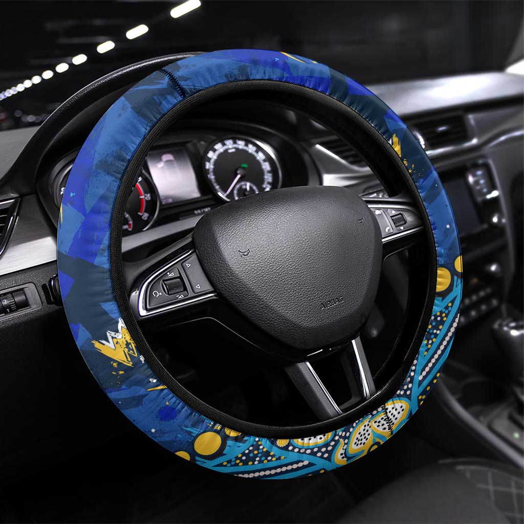 Gold Coast Titans Steering Wheel Cover Aboriginal Pattern with Graffiti Style Design