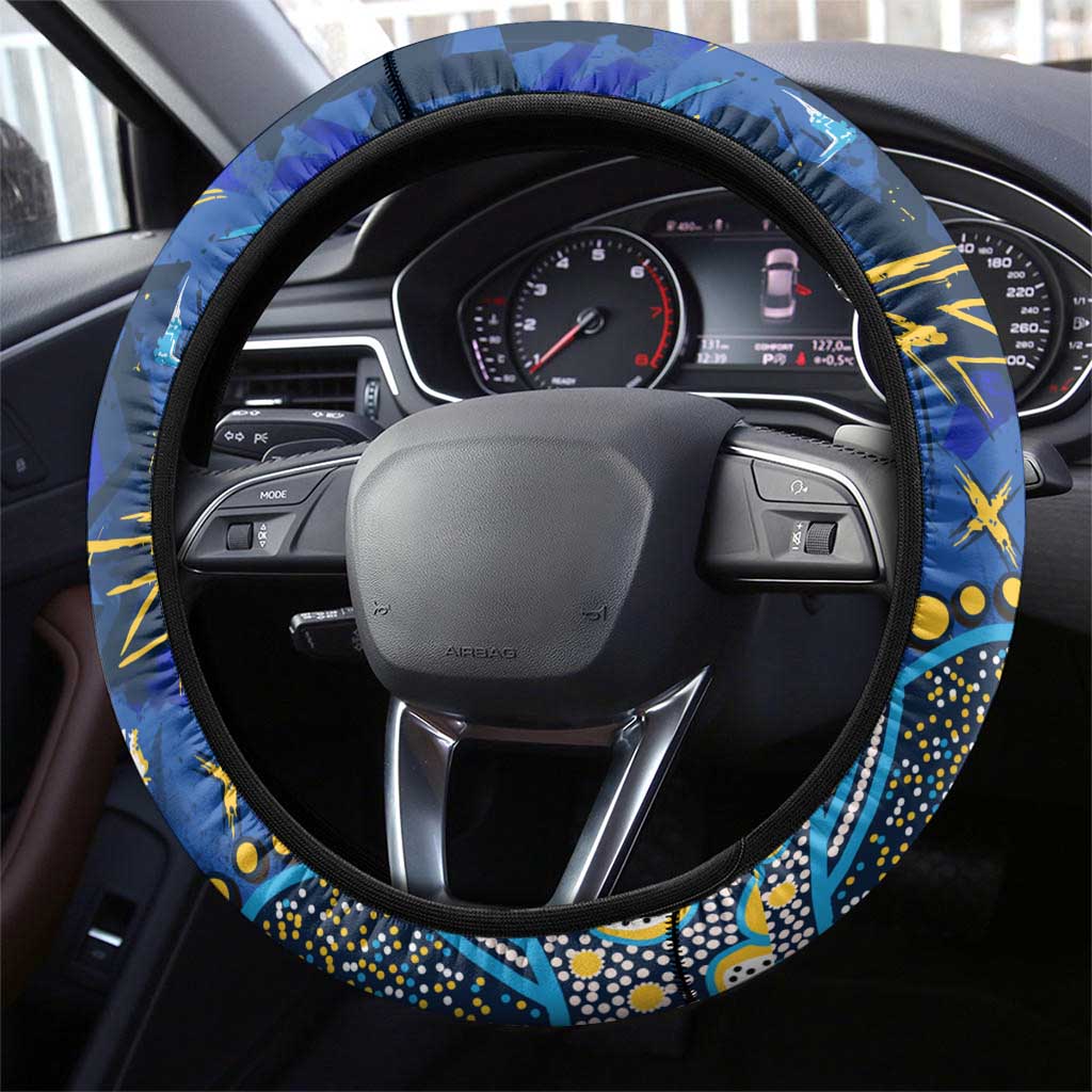 Gold Coast Titans Steering Wheel Cover Aboriginal Pattern with Graffiti Style Design
