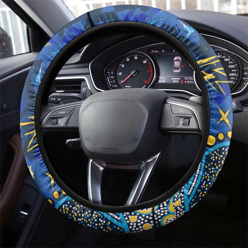 Gold Coast Titans Steering Wheel Cover Aboriginal Pattern with Graffiti Style Design
