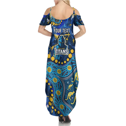Personalized Gold Coast Titans Summer Maxi Dress Aboriginal Pattern with Graffiti Style Design