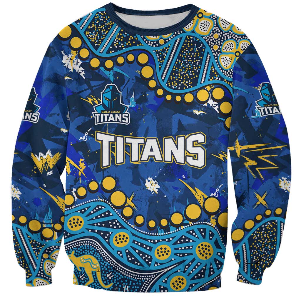 Personalized Gold Coast Titans Sweatshirt Aboriginal Pattern with Graffiti Style Design