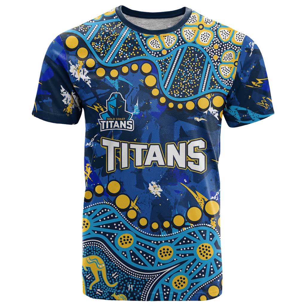 Personalized Gold Coast Titans T Shirt Aboriginal Pattern with Graffiti Style Design