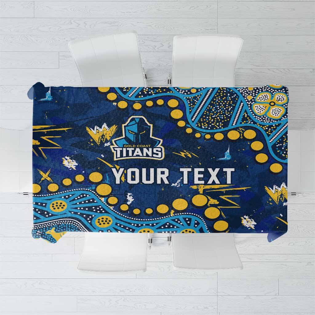 Personalized Gold Coast Titans Tablecloth Aboriginal Pattern with Graffiti Style Design