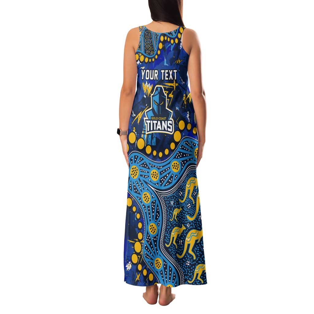 Personalized Gold Coast Titans Tank Maxi Dress Aboriginal Pattern with Graffiti Style Design