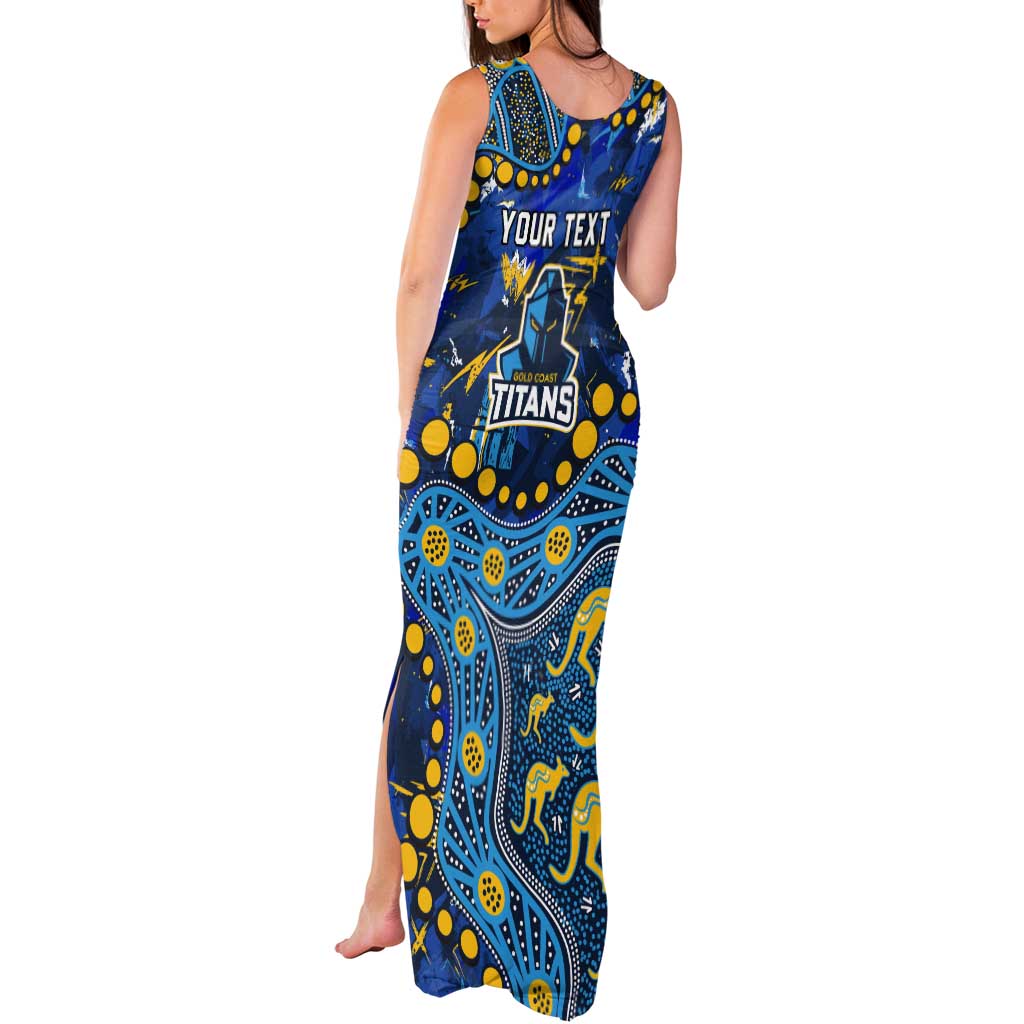 Personalized Gold Coast Titans Tank Maxi Dress Aboriginal Pattern with Graffiti Style Design