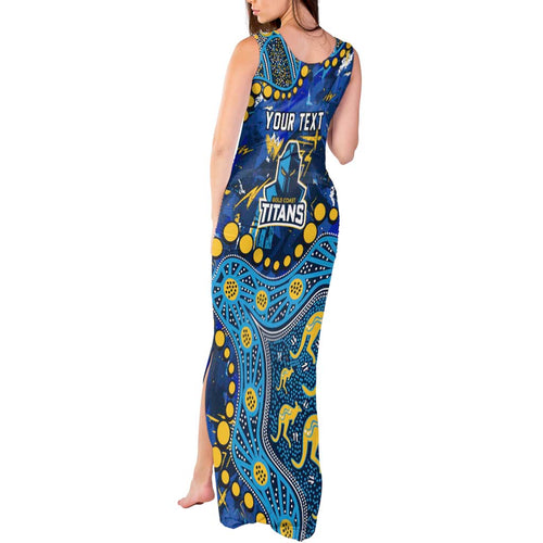 Personalized Gold Coast Titans Tank Maxi Dress Aboriginal Pattern with Graffiti Style Design