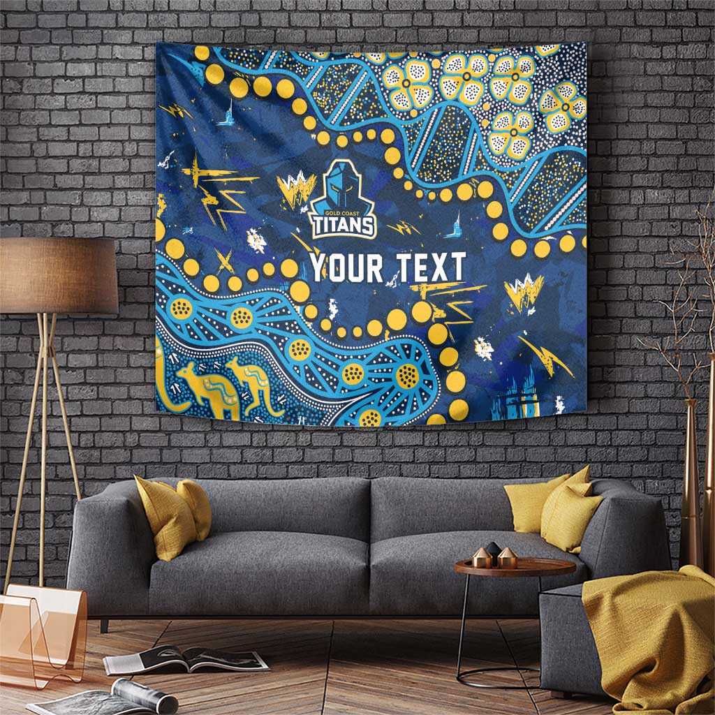 Personalized Gold Coast Titans Tapestry Aboriginal Pattern with Graffiti Style Design