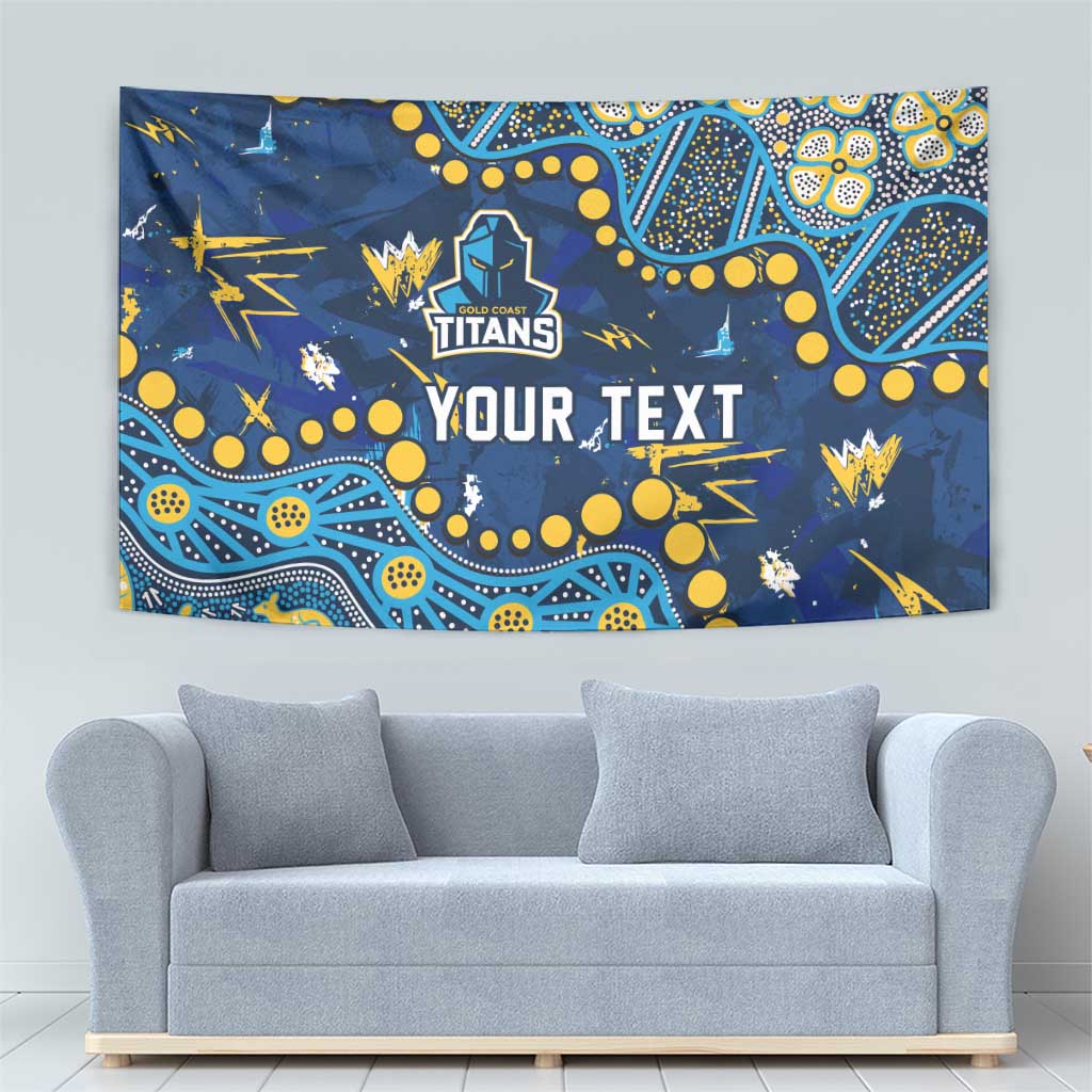 Personalized Gold Coast Titans Tapestry Aboriginal Pattern with Graffiti Style Design