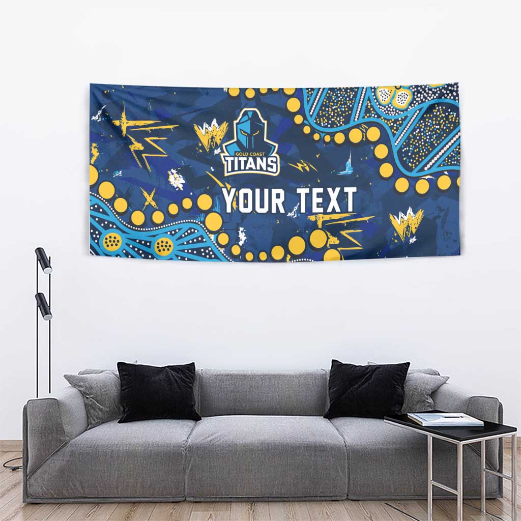 Personalized Gold Coast Titans Tapestry Aboriginal Pattern with Graffiti Style Design