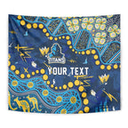 Personalized Gold Coast Titans Tapestry Aboriginal Pattern with Graffiti Style Design