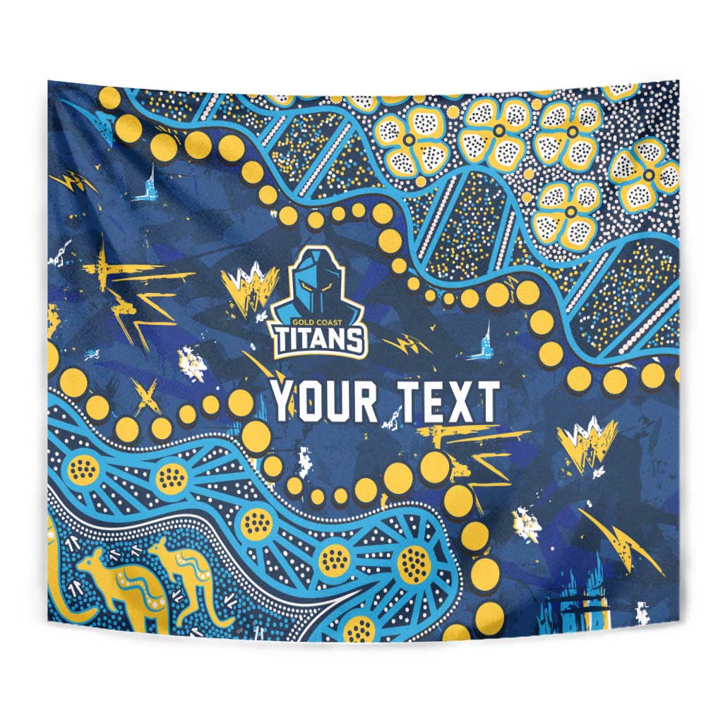 Personalized Gold Coast Titans Tapestry Aboriginal Pattern with Graffiti Style Design