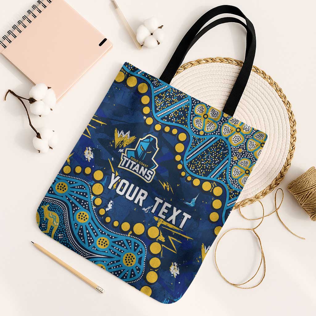 Personalized Gold Coast Titans Tote Bag Aboriginal Pattern with Graffiti Style Design
