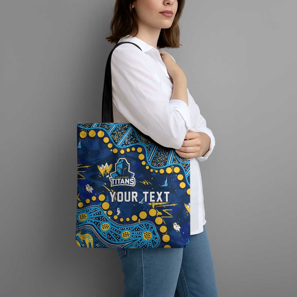Personalized Gold Coast Titans Tote Bag Aboriginal Pattern with Graffiti Style Design