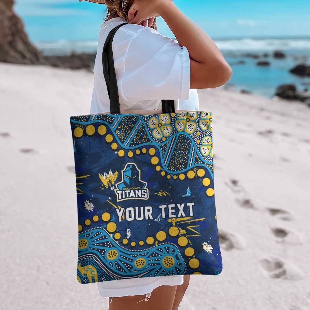Personalized Gold Coast Titans Tote Bag Aboriginal Pattern with Graffiti Style Design