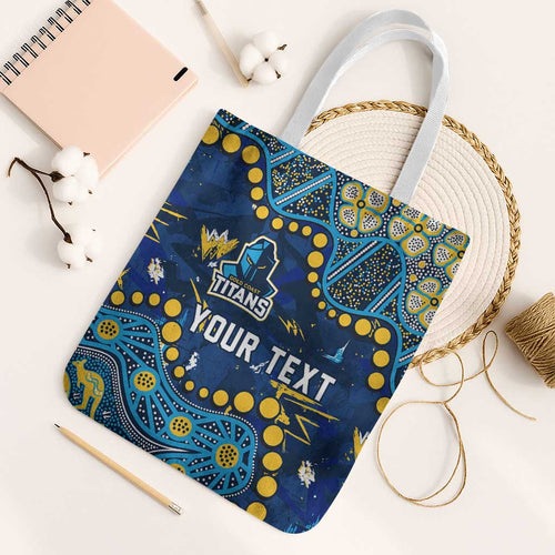 Personalized Gold Coast Titans Tote Bag Aboriginal Pattern with Graffiti Style Design