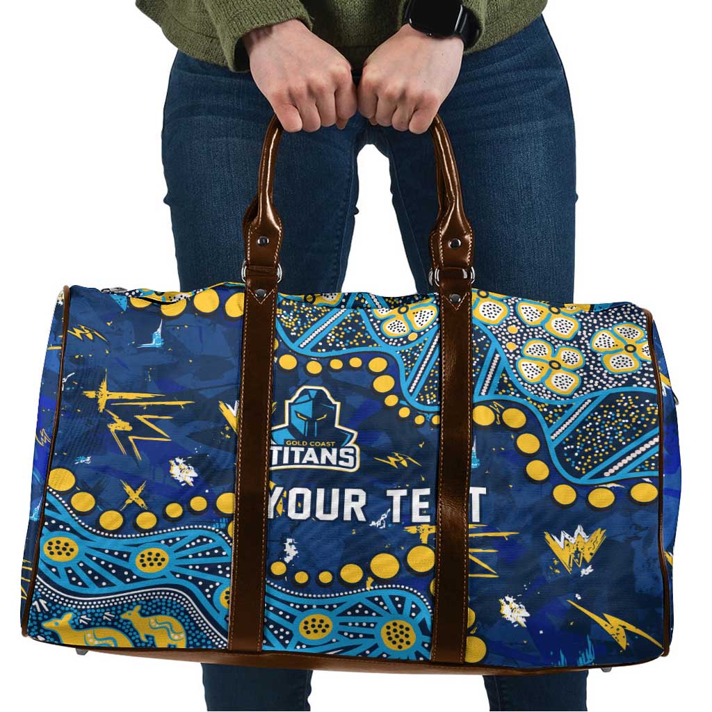 Personalized Gold Coast Titans Travel Bag Aboriginal Pattern with Graffiti Style Design