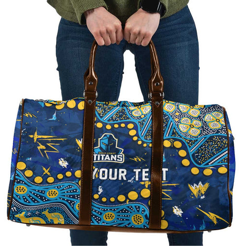 Personalized Gold Coast Titans Travel Bag Aboriginal Pattern with Graffiti Style Design