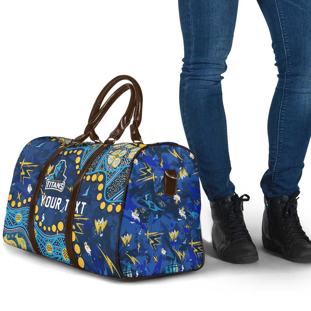 Personalized Gold Coast Titans Travel Bag Aboriginal Pattern with Graffiti Style Design