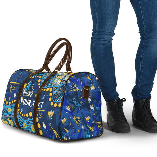 Personalized Gold Coast Titans Travel Bag Aboriginal Pattern with Graffiti Style Design