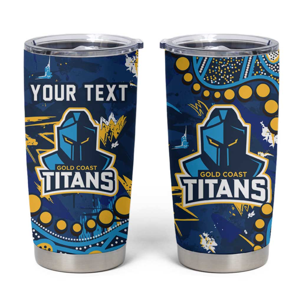 Personalized Gold Coast Titans Tumbler Cup Aboriginal Pattern with Graffiti Style Design
