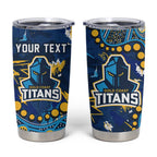 Personalized Gold Coast Titans Tumbler Cup Aboriginal Pattern with Graffiti Style Design