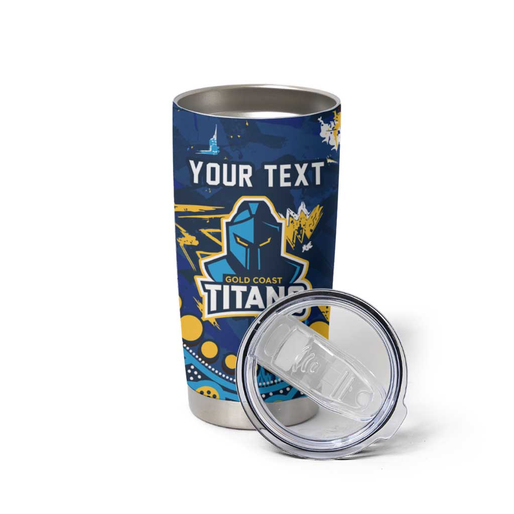 Personalized Gold Coast Titans Tumbler Cup Aboriginal Pattern with Graffiti Style Design