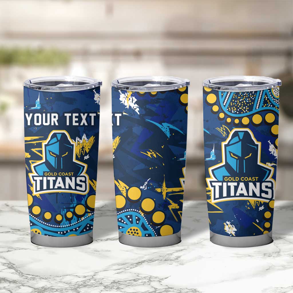 Personalized Gold Coast Titans Tumbler Cup Aboriginal Pattern with Graffiti Style Design