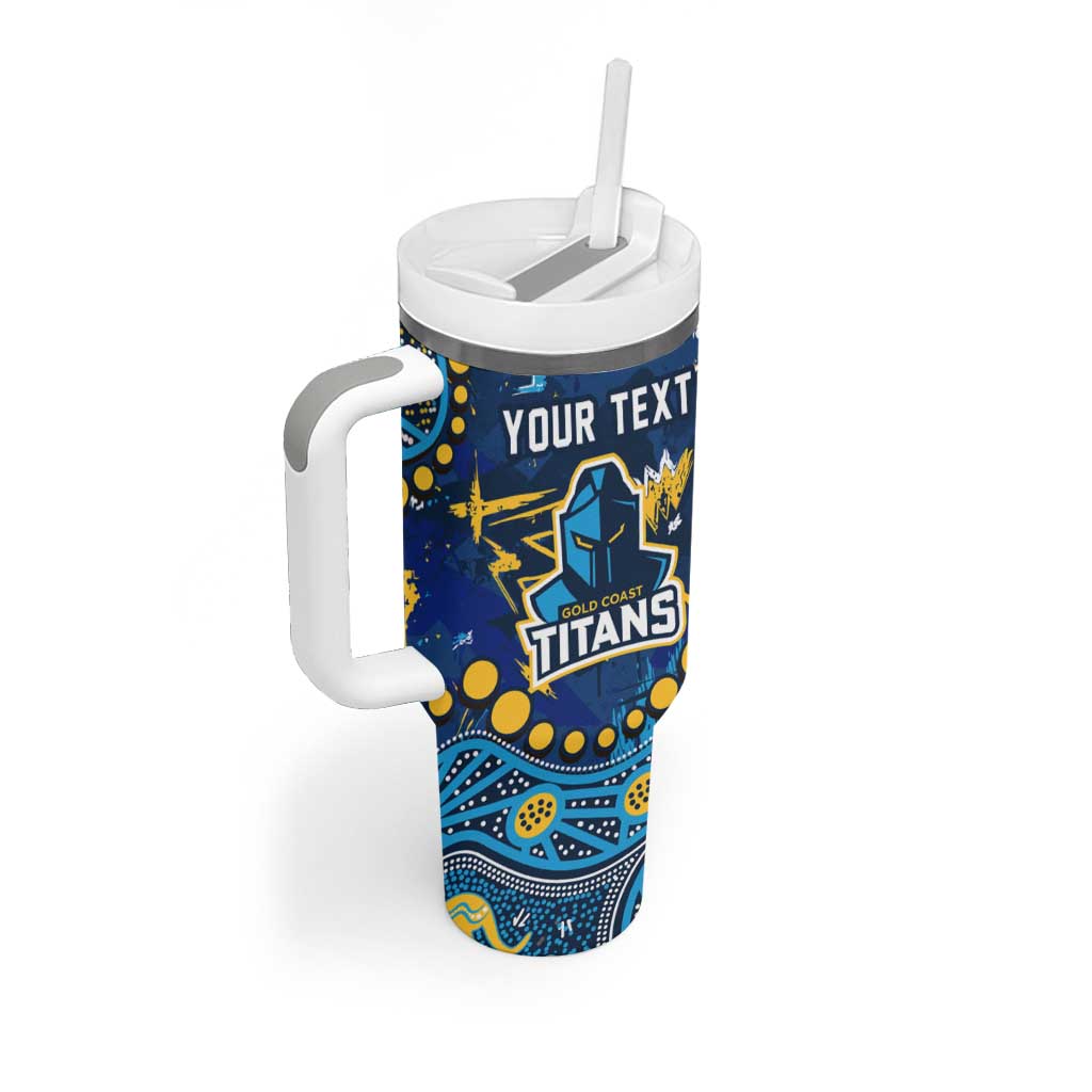 Personalized Gold Coast Titans Tumbler With Handle Aboriginal Pattern with Graffiti Style Design