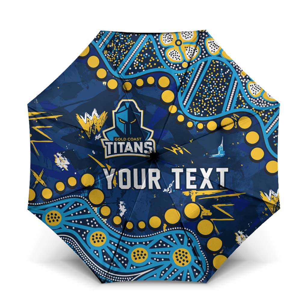 Personalized Gold Coast Titans Umbrella Aboriginal Pattern with Graffiti Style Design