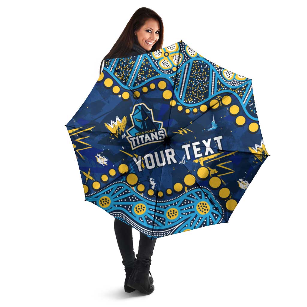 Personalized Gold Coast Titans Umbrella Aboriginal Pattern with Graffiti Style Design