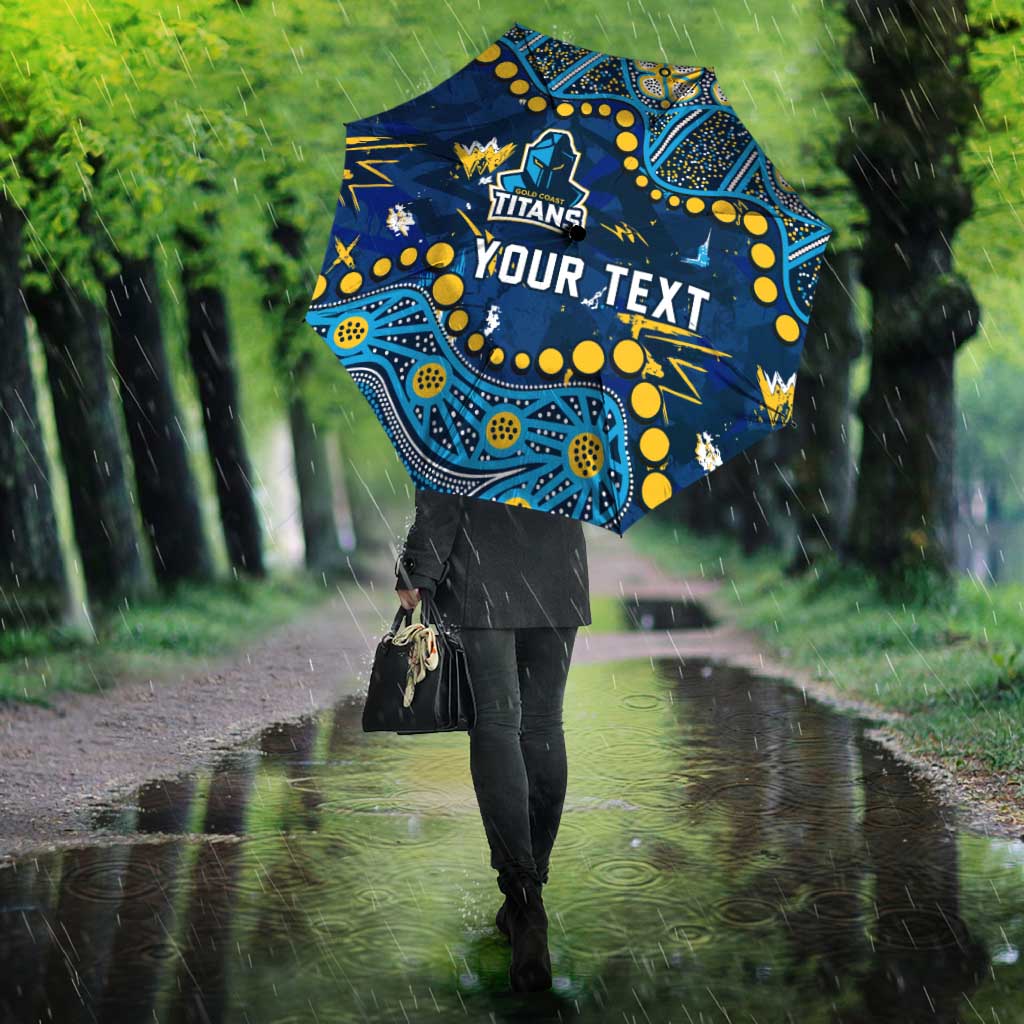 Personalized Gold Coast Titans Umbrella Aboriginal Pattern with Graffiti Style Design