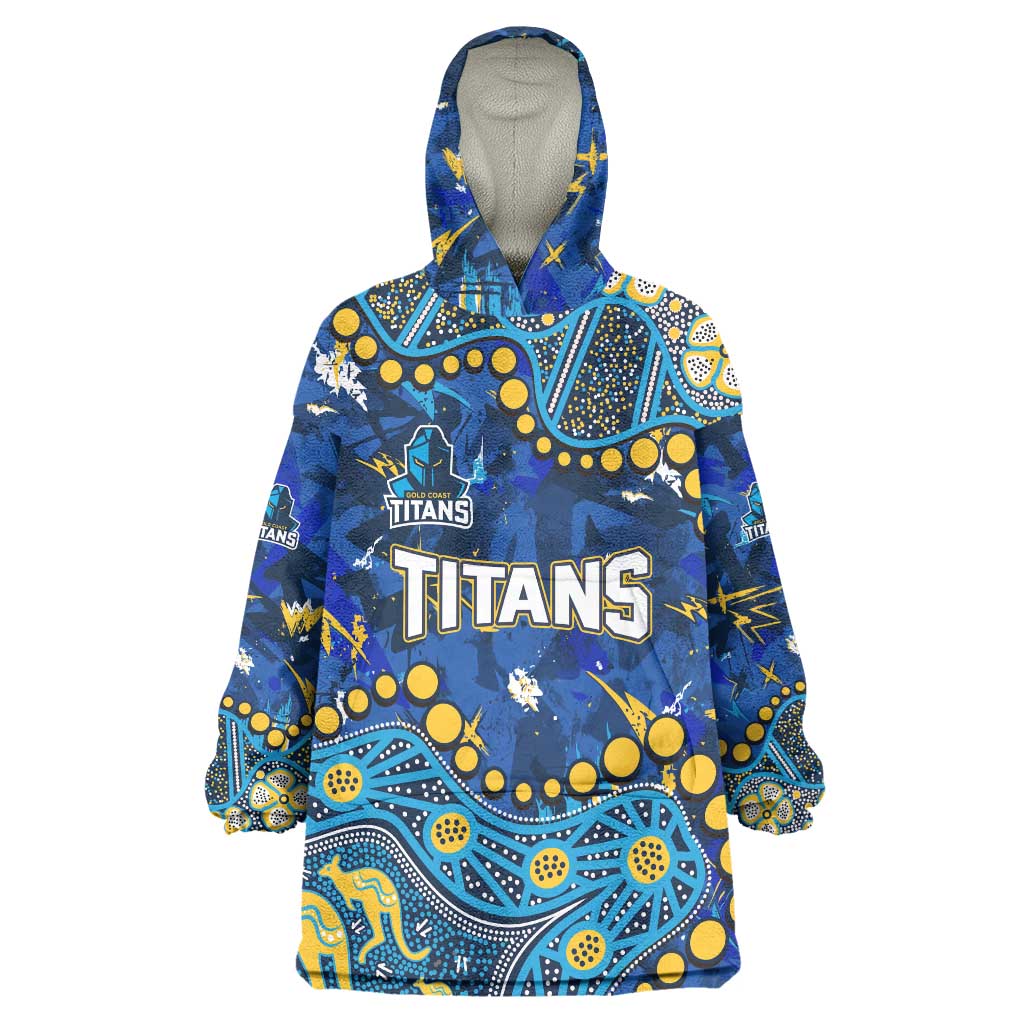 Personalized Gold Coast Titans Wearable Blanket Hoodie Aboriginal Pattern with Graffiti Style Design
