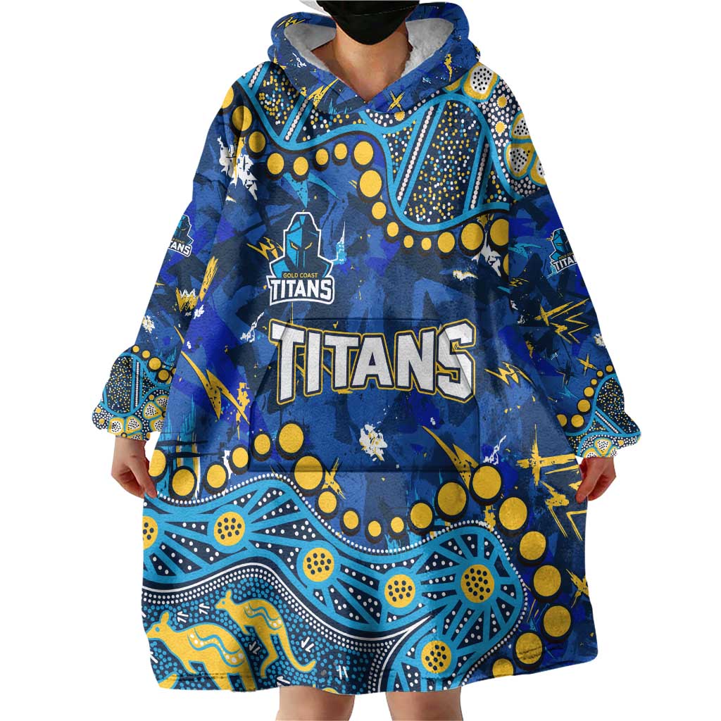 Personalized Gold Coast Titans Wearable Blanket Hoodie Aboriginal Pattern with Graffiti Style Design