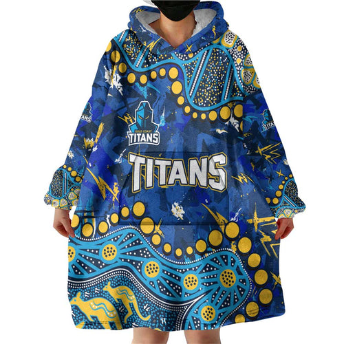 Personalized Gold Coast Titans Wearable Blanket Hoodie Aboriginal Pattern with Graffiti Style Design