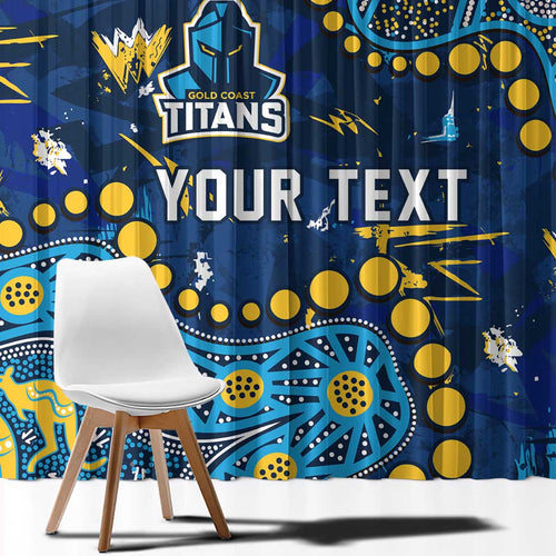 Personalized Gold Coast Titans Window Curtain Aboriginal Pattern with Graffiti Style Design