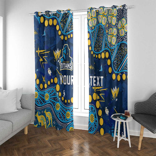 Personalized Gold Coast Titans Window Curtain Aboriginal Pattern with Graffiti Style Design