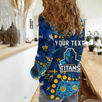 Personalized Gold Coast Titans Women Casual Shirt Aboriginal Pattern with Graffiti Style Design