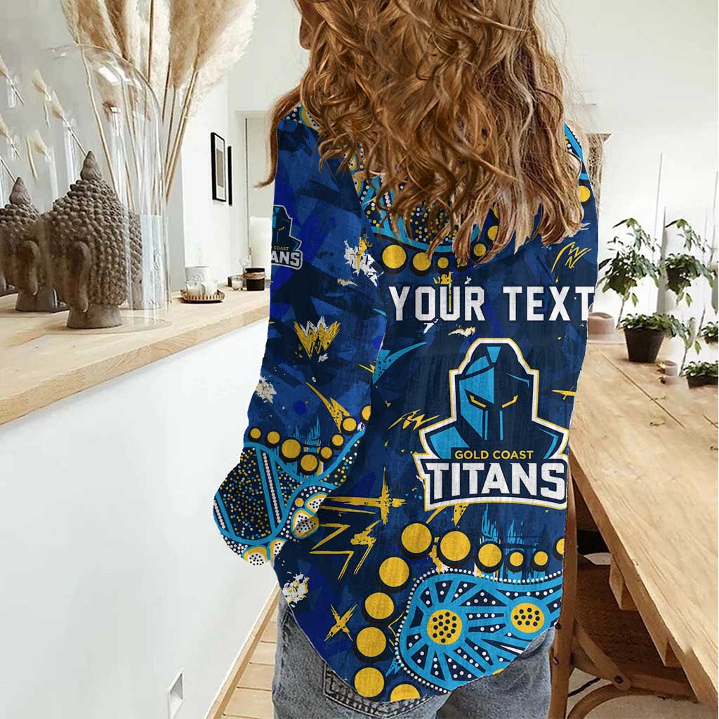 Personalized Gold Coast Titans Women Casual Shirt Aboriginal Pattern with Graffiti Style Design