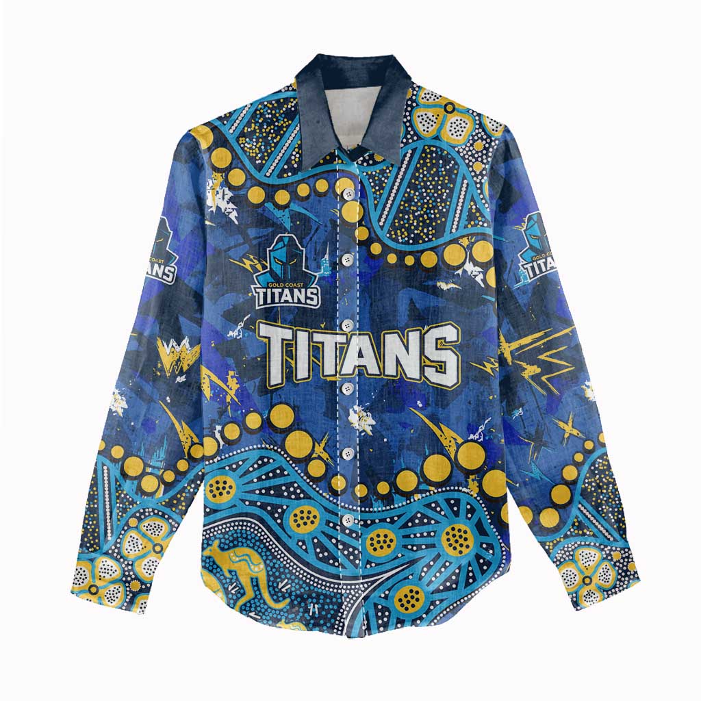 Personalized Gold Coast Titans Women Casual Shirt Aboriginal Pattern with Graffiti Style Design