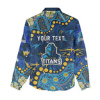 Personalized Gold Coast Titans Women Casual Shirt Aboriginal Pattern with Graffiti Style Design