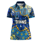 Personalized Gold Coast Titans Women Polo Shirt Aboriginal Pattern with Graffiti Style Design