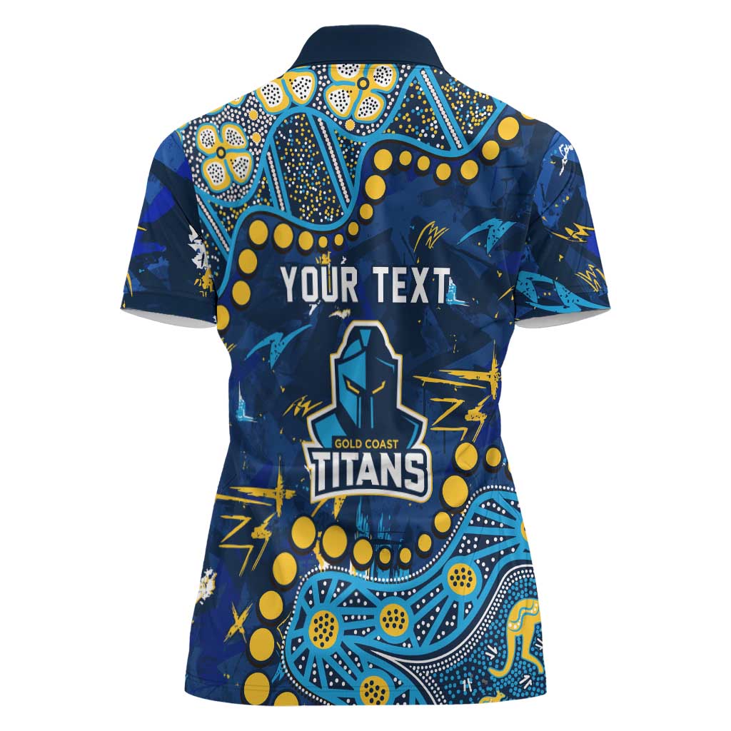 Personalized Gold Coast Titans Women Polo Shirt Aboriginal Pattern with Graffiti Style Design