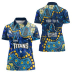 Personalized Gold Coast Titans Women Polo Shirt Aboriginal Pattern with Graffiti Style Design