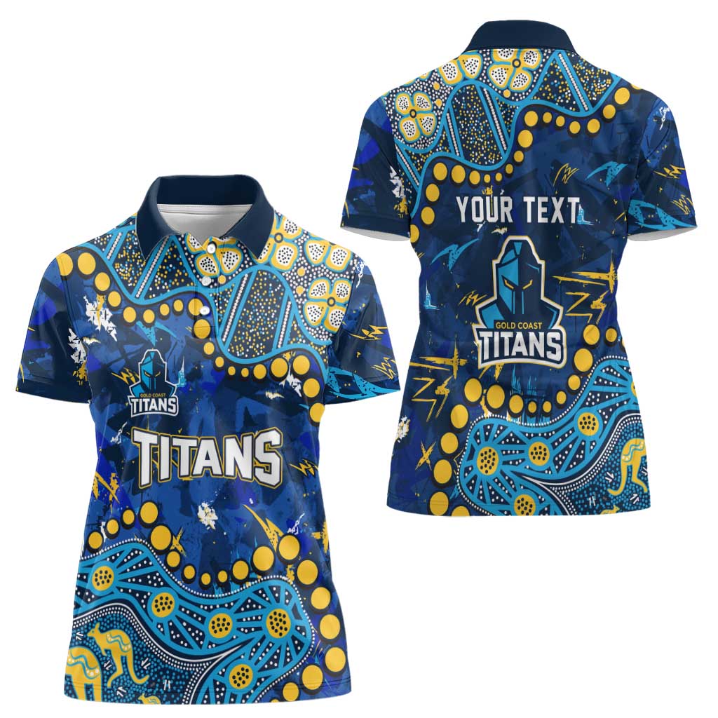 Personalized Gold Coast Titans Women Polo Shirt Aboriginal Pattern with Graffiti Style Design